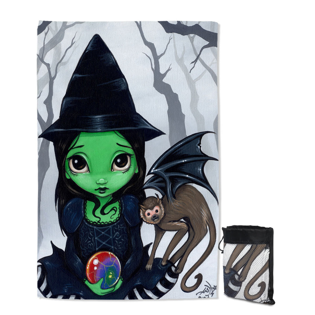 Swims Towel with Halloween Theme Wicked Witch and Her Flying Monkey