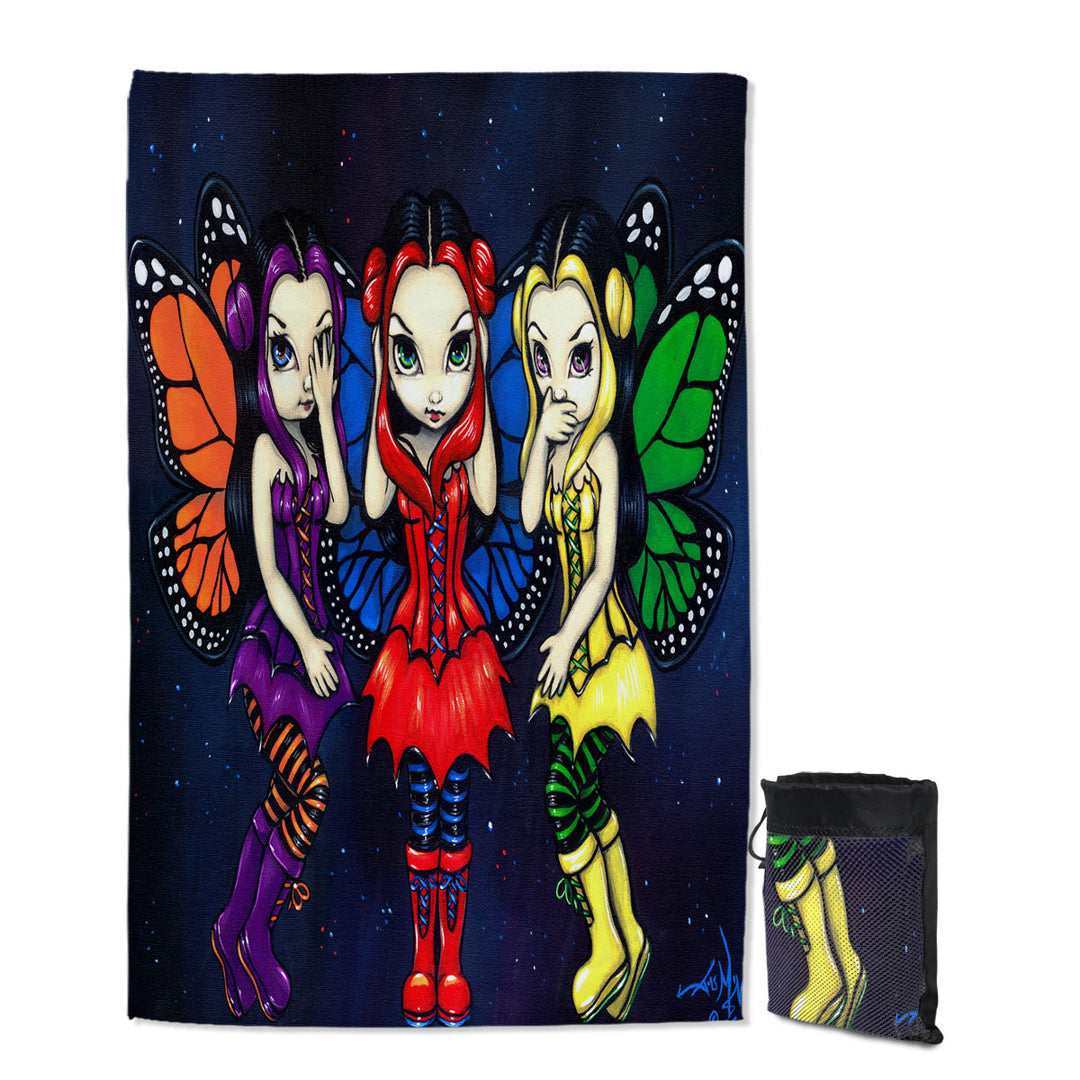 Swims Towel with Three Wise Faeries No See Hear and Speak