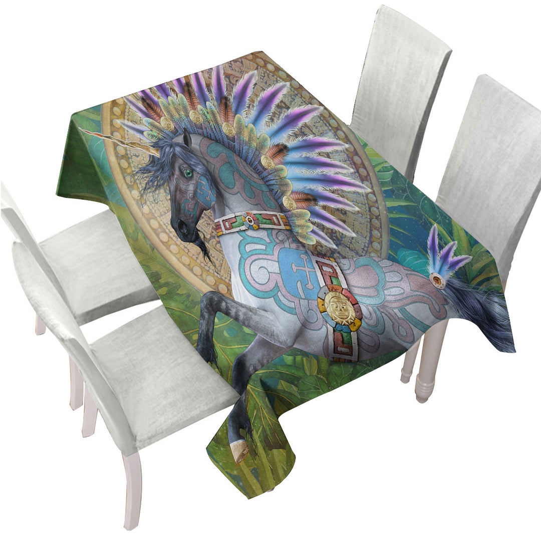 Taavii Tropical Colorful Native American Unicorn Custom table Covers