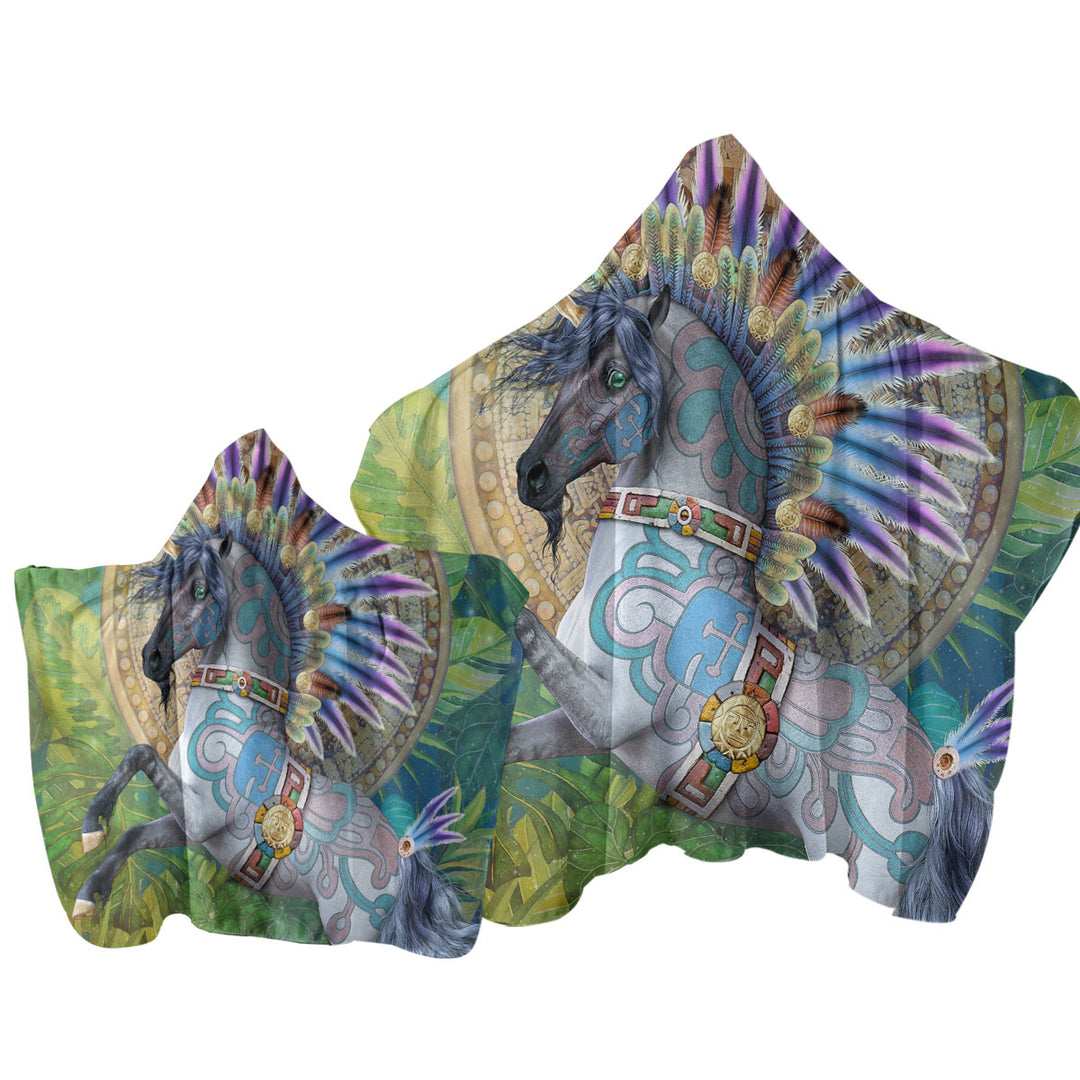 Taavii Tropical Colorful Native American Unicorn Towel with Hood