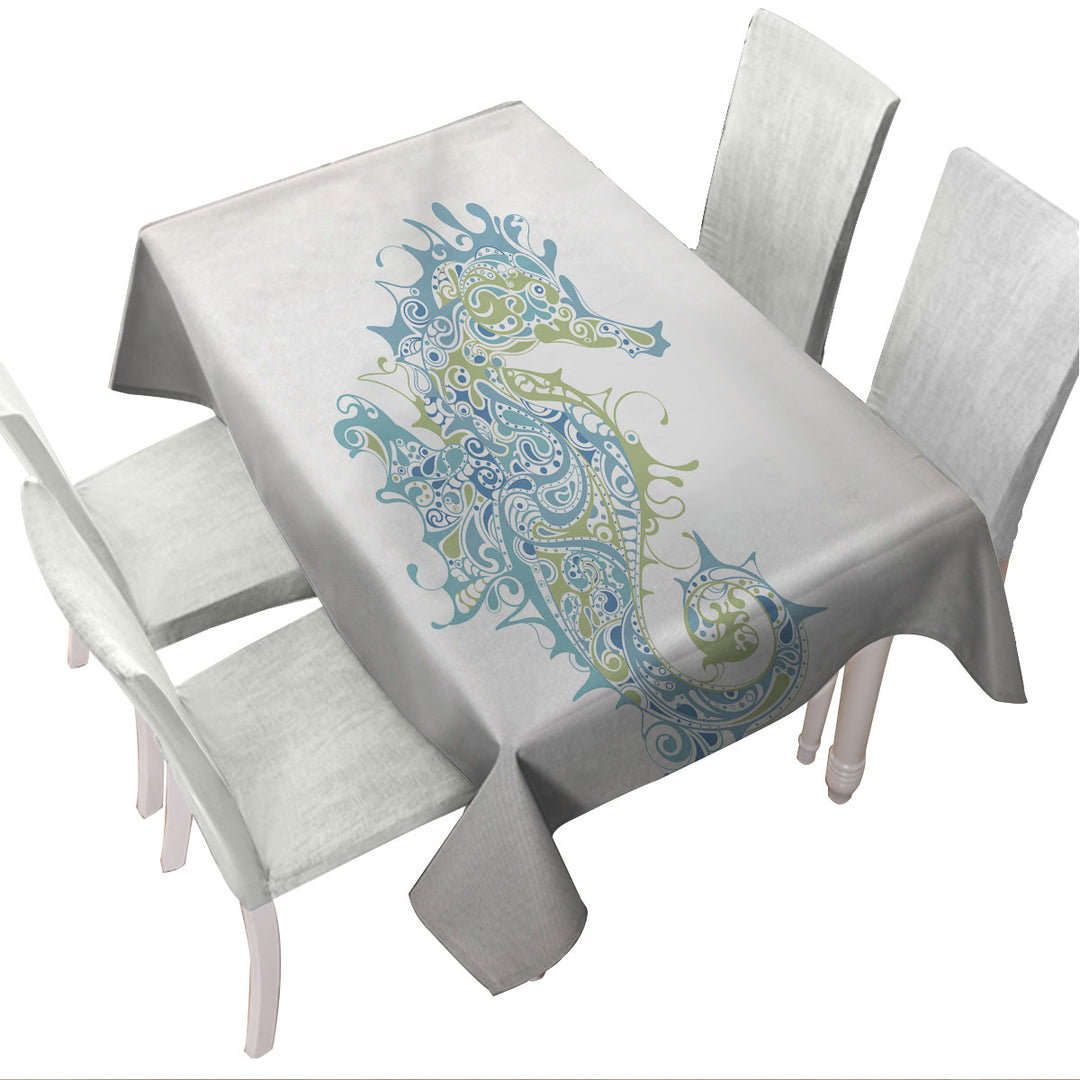 Table Cover with Artistic Seahorse