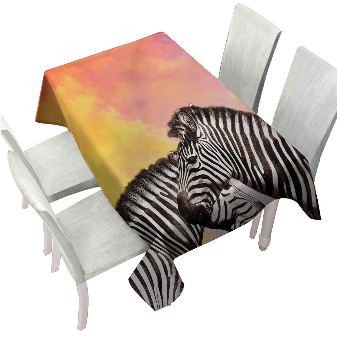 Table Cover with Beautiful Zebra Couple