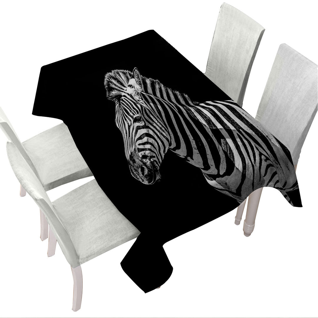 Table Cover with Black and White Wild Zebra