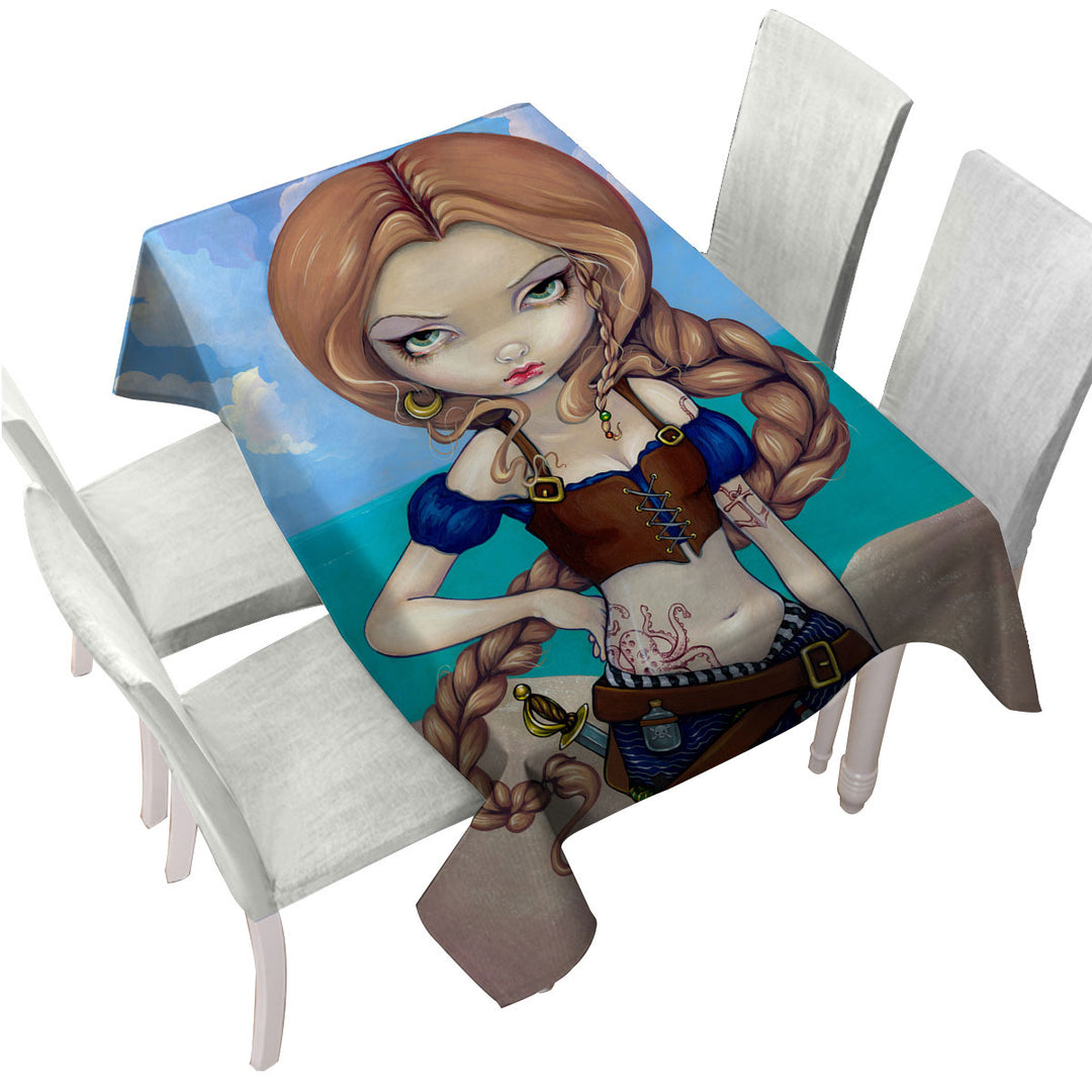 Table Cover with Captain Molly Morgan Beautiful Pirate Girl