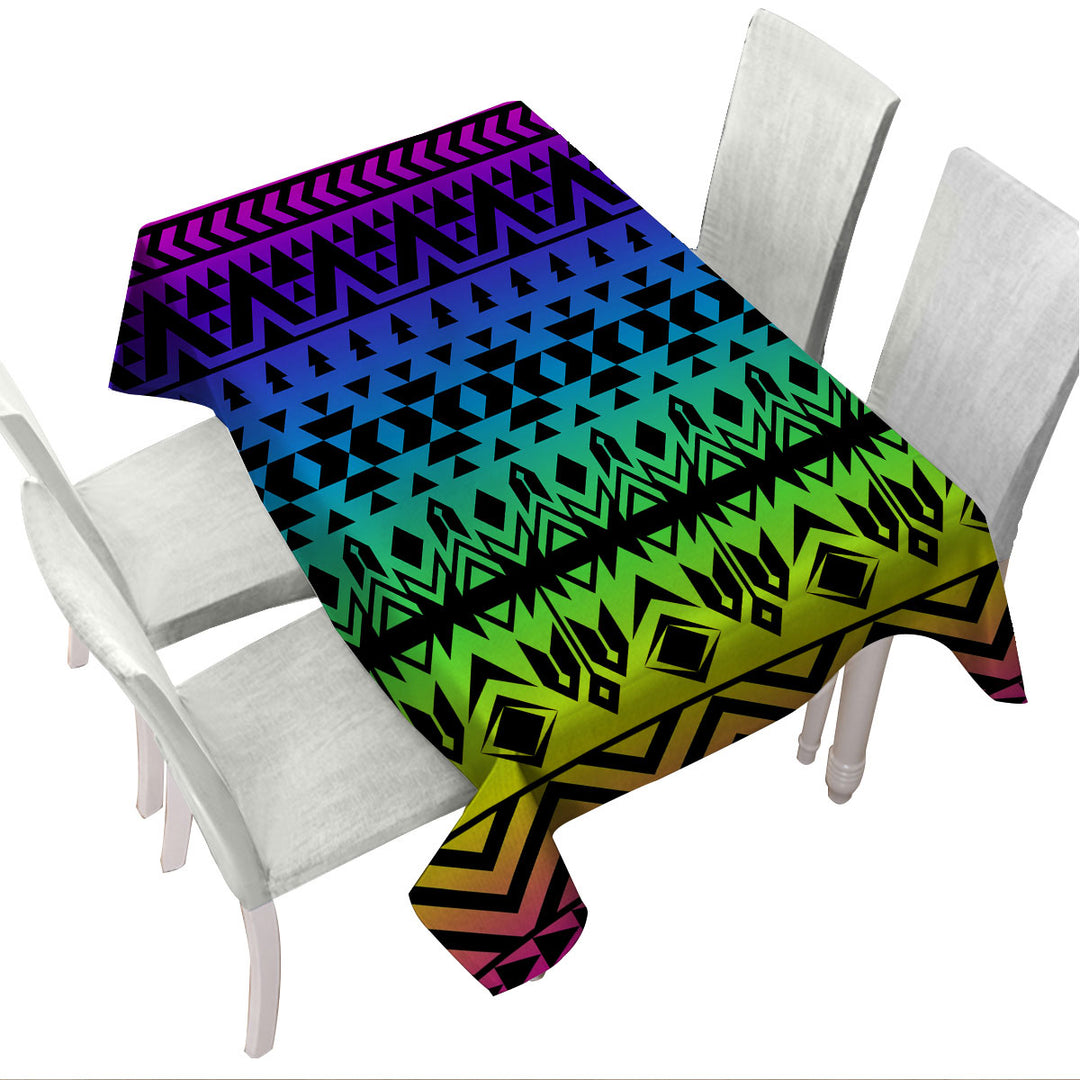 Table Cover with Colorful Aztec