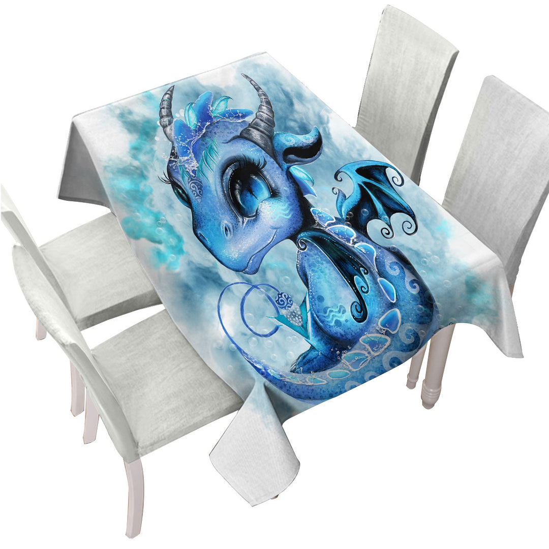 Table Cover with Cool Water Drops Lil Dragon