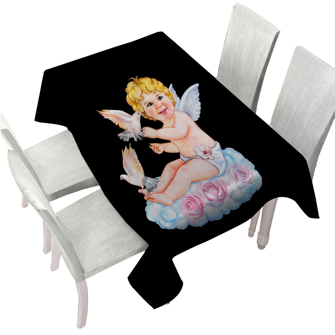 Table Cover with Cute Angel Baby Cupid