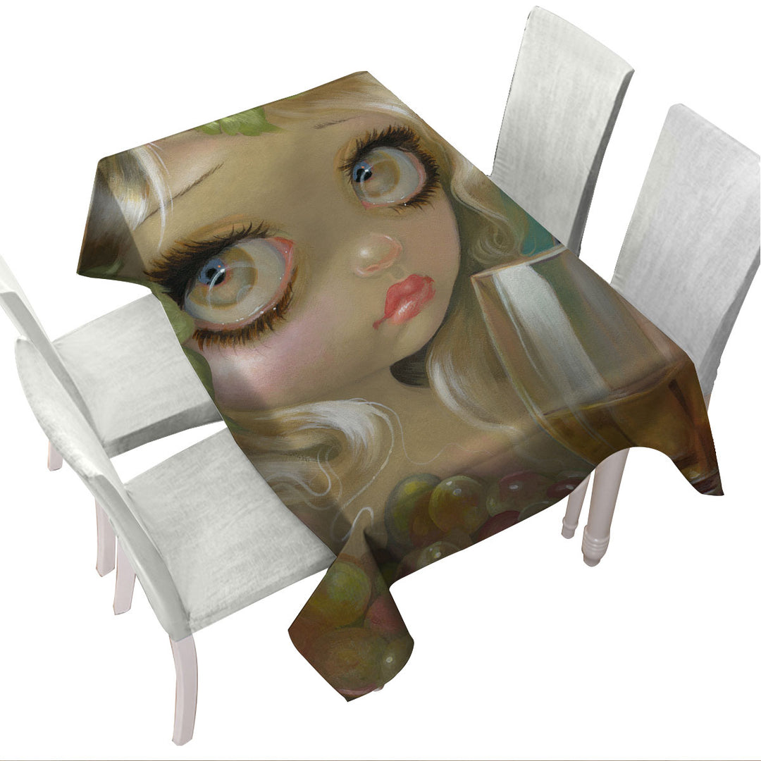 Table Cover with Fine Art Girl with Spirits of the Vine Chardonnay