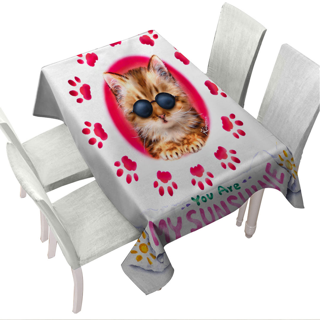 Table Cover with Funny Sunglasses Cat Quote and Paws