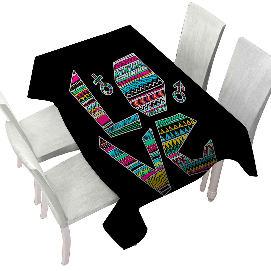 Table Cover with Love Multi Colored Pattern