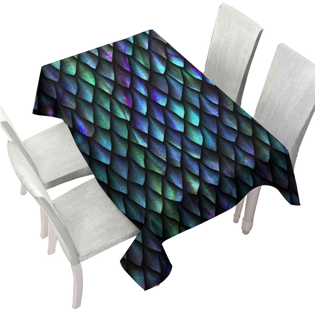 Table Cover with Purplish Green Cool Dragon Skin
