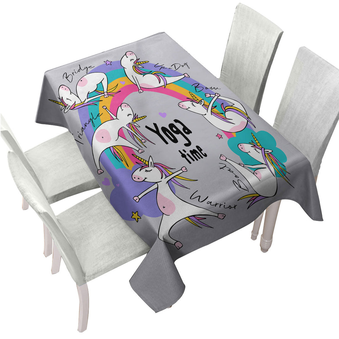 Table Cover with Rainbow Yoga Time Unicorn
