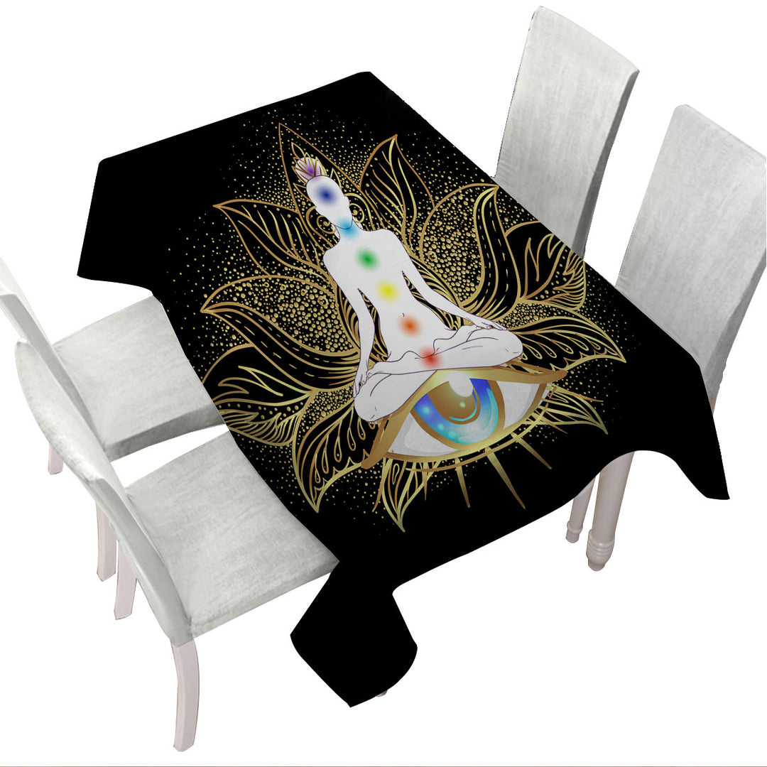 Table Cover with Spiritual Golden Buddha