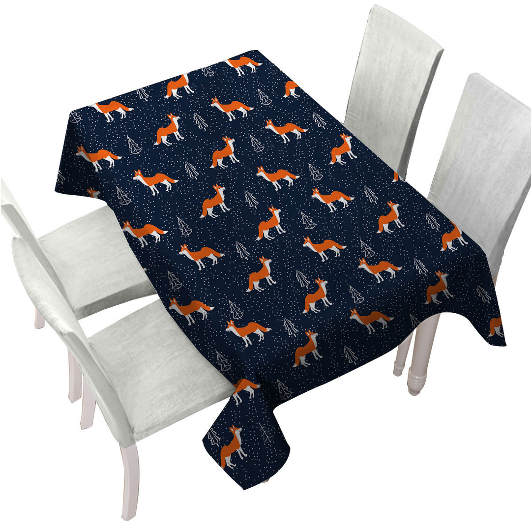 Table Cover with Winter Fox Pattern