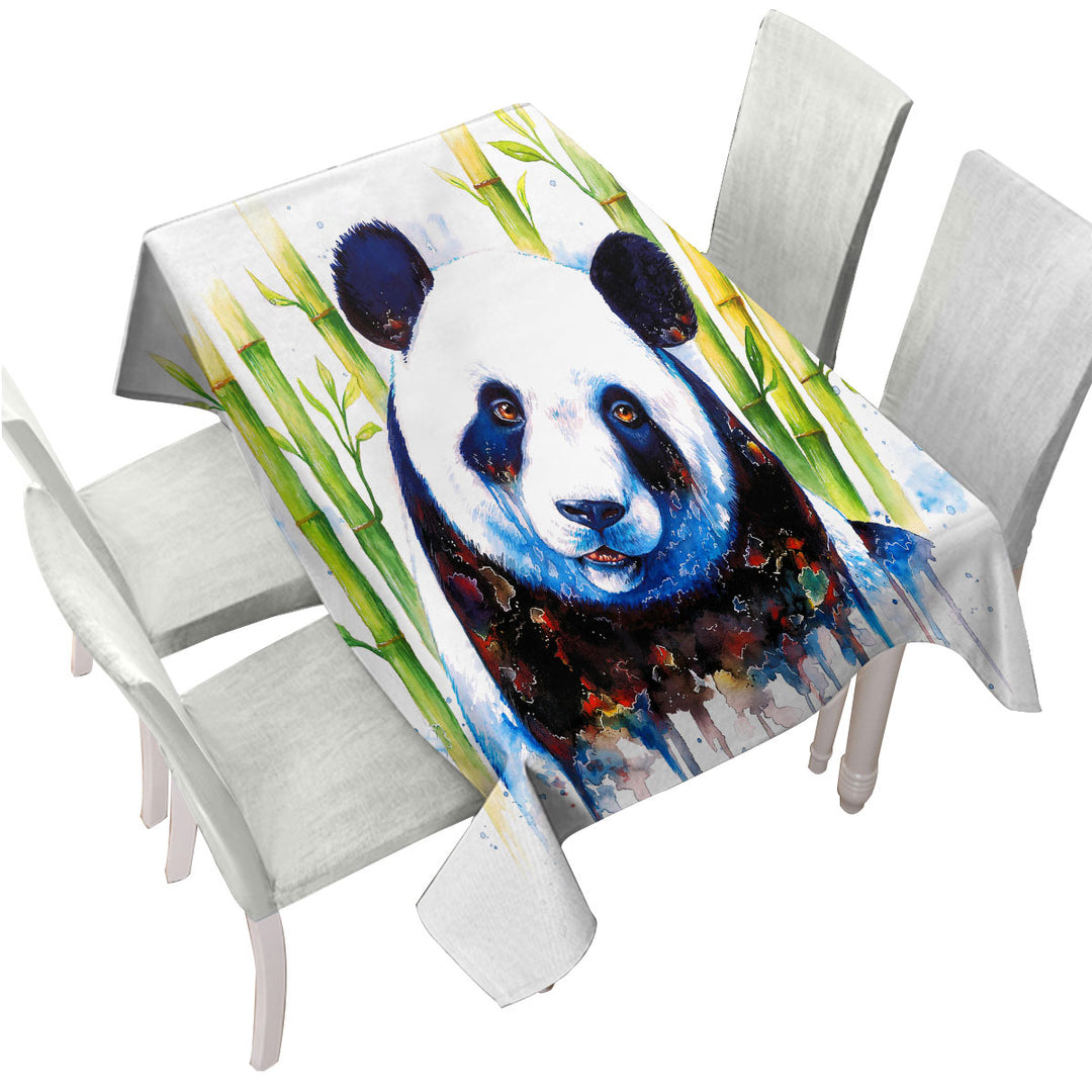 Tablecloth with Animal Art Painting Bamboo Panda