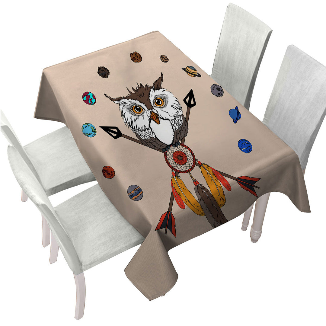 Tablecloth with Arrows Dream Catcher and Owl