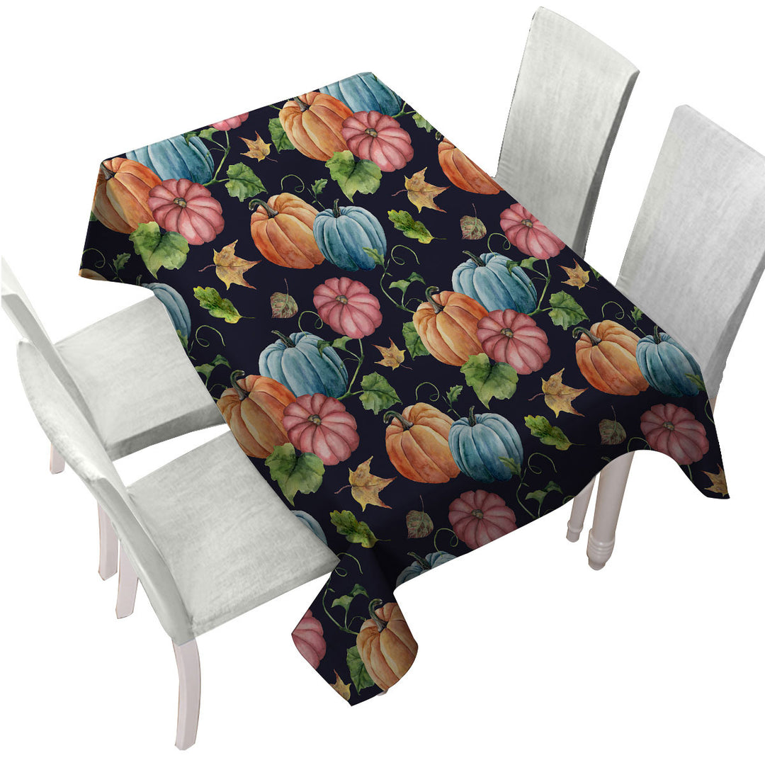 Tablecloth with Beautiful Autumn Art Multi Colored Pumpkins
