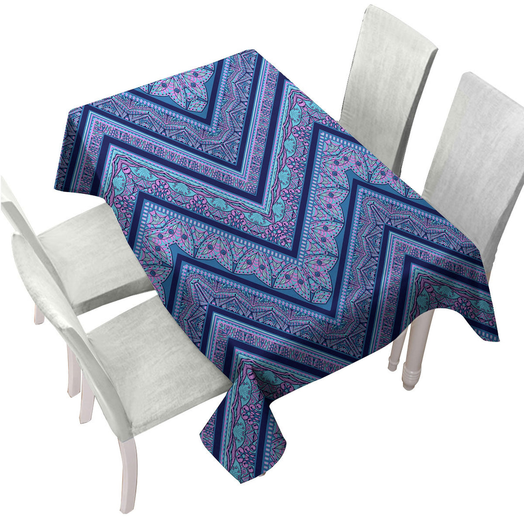 Tablecloth with Bluish Purple Oriental Design