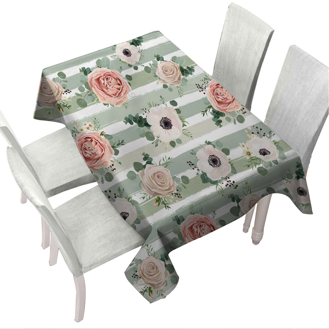 Tablecloth with Classic Floral With Stripes