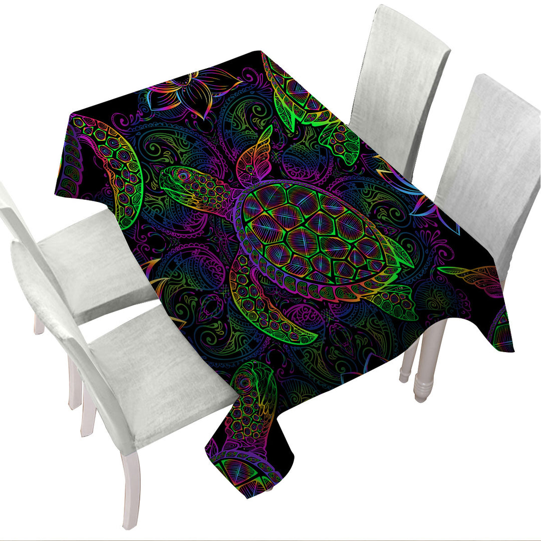 Tablecloth with Colorful Oriental Turtle