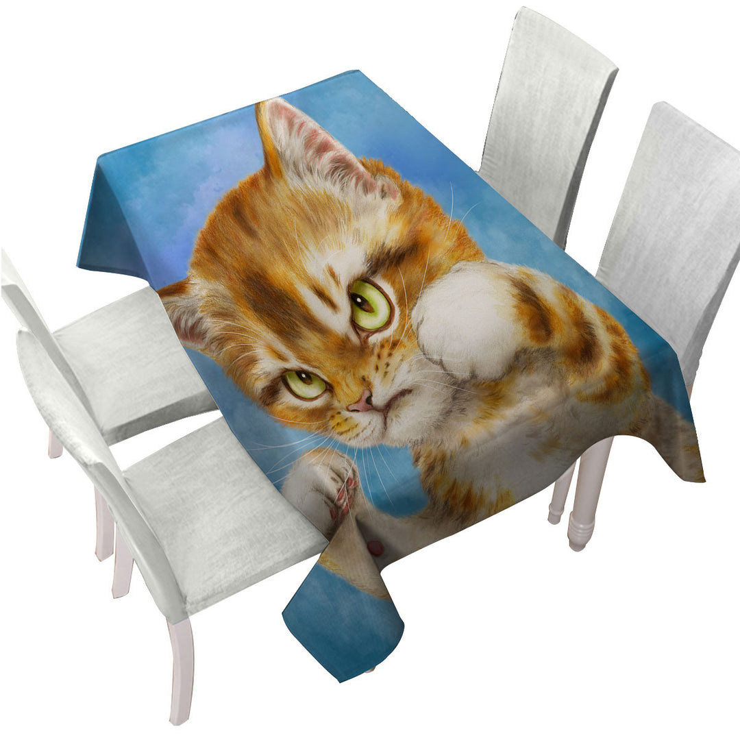 Tablecloth with Cool Cat Designs the Fighter Kitten