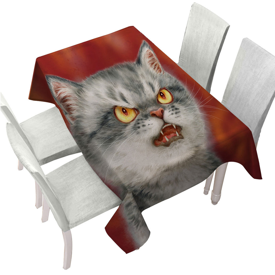 Tablecloth with Cool Cats Designs Angry Furious Kitten