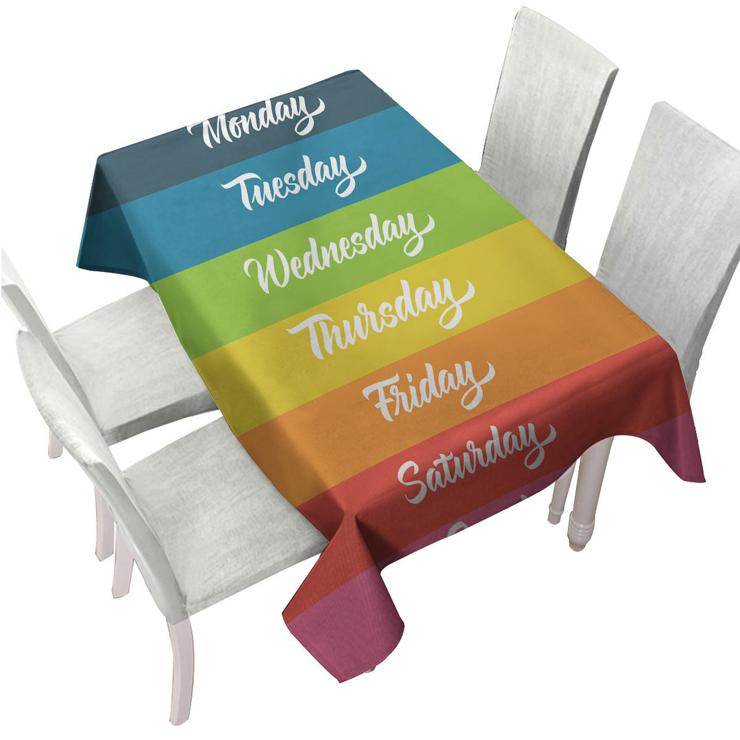 Tablecloth with Cool Days of the Week Rainbow Flag