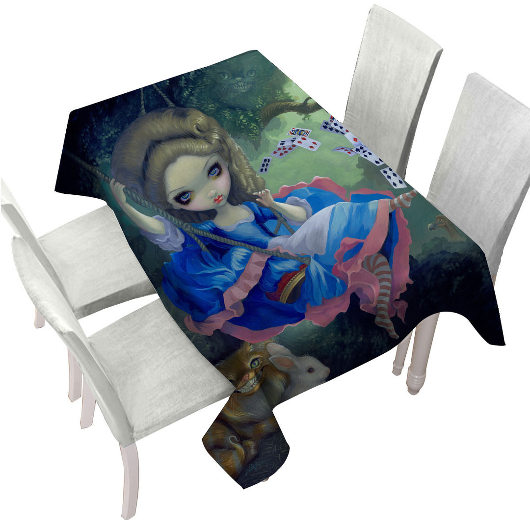 Tablecloth with Cool Fantasy Alice in Fragonard_s Swing