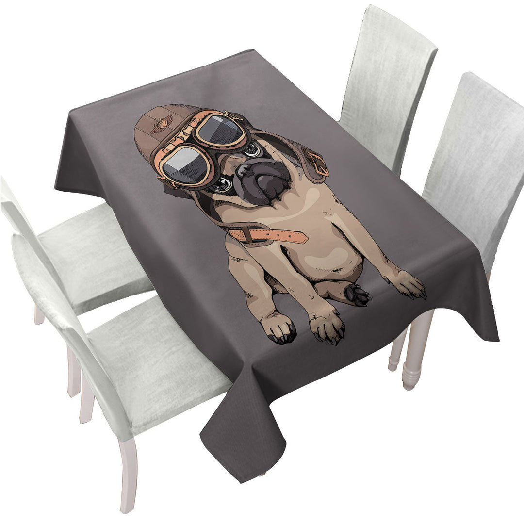 Tablecloth with Cool Pilot Pug