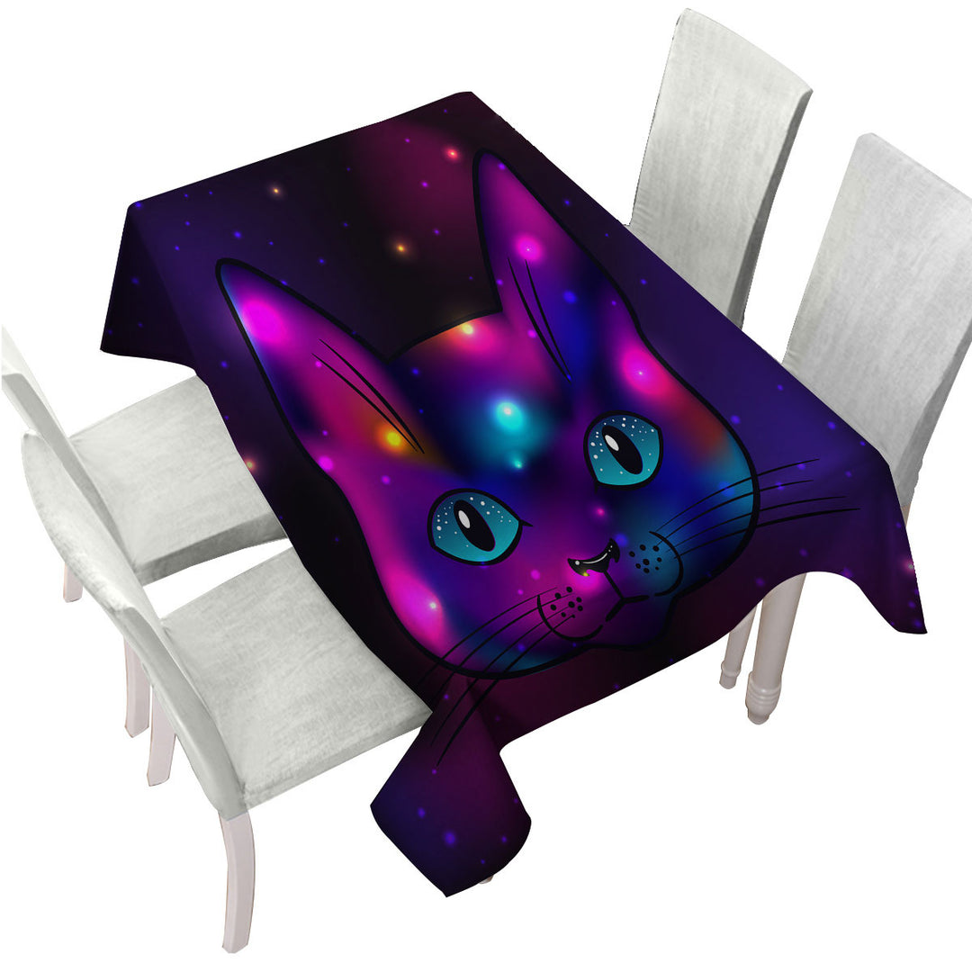 Tablecloth with Cool Purple Space Cat