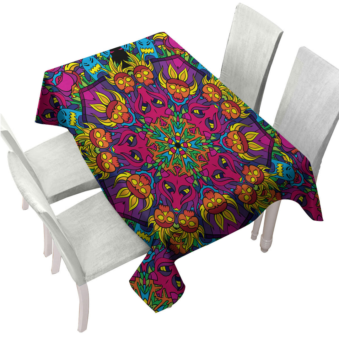 Tablecloth with Crazy Purplish Demons Mandala
