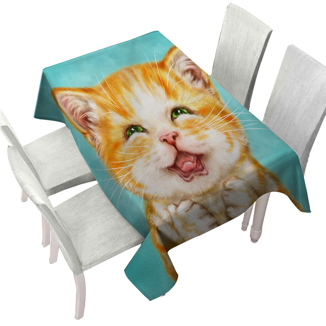 Tablecloth with Cute Cats Art Joyful Ginger Kitten