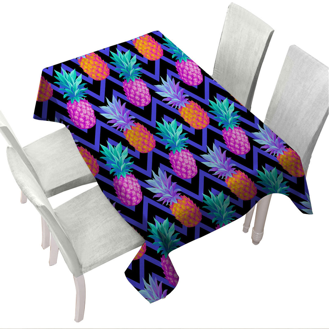Tablecloth with Dark Pineapple over Chevron