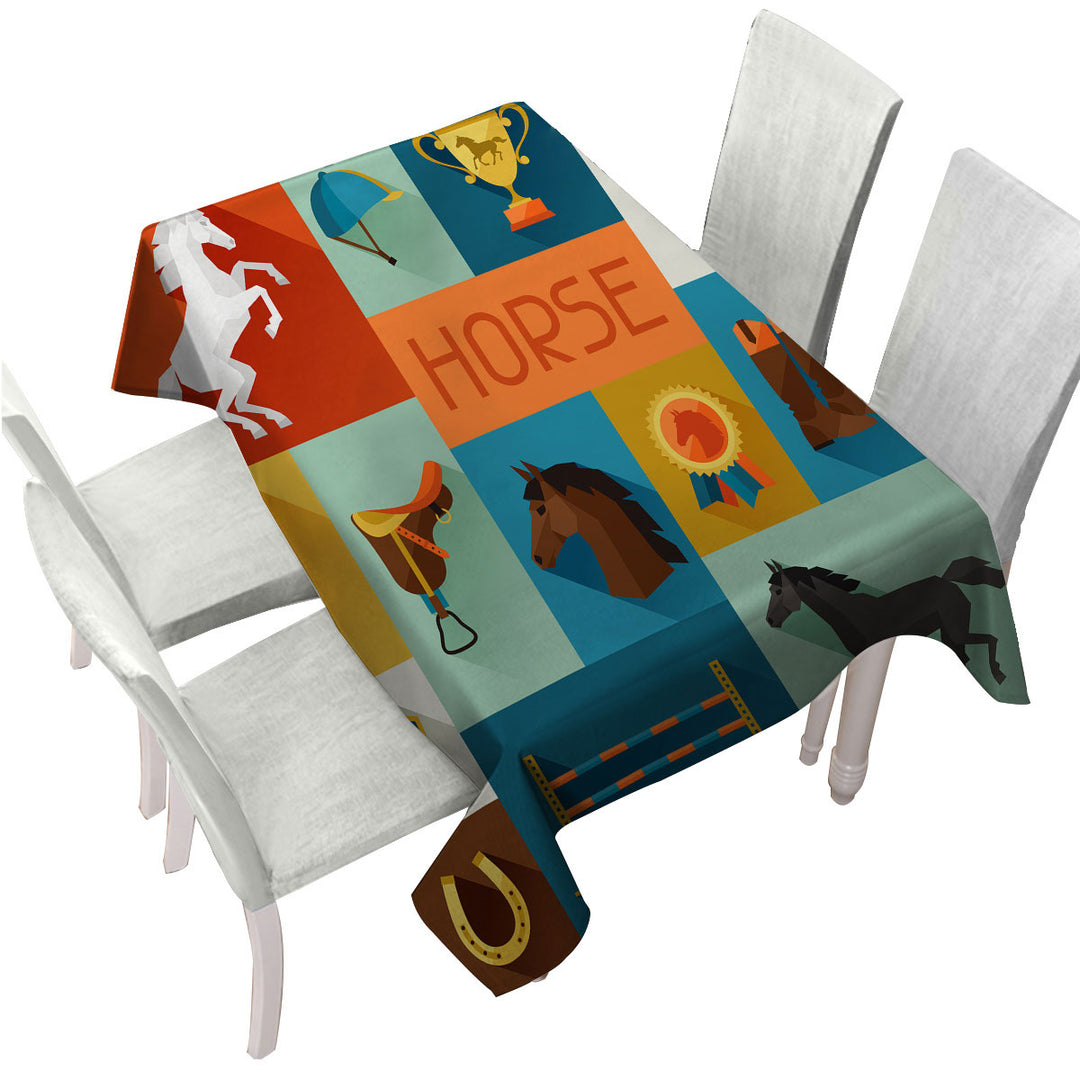 Tablecloth with Dressage Horse Riding Mix