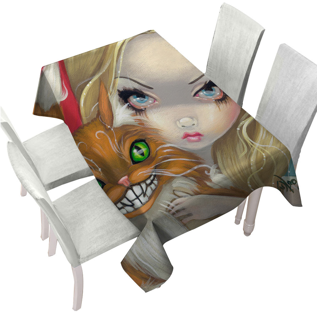 Tablecloth with Faces of Faery _29 Alice and Cheshire Cat