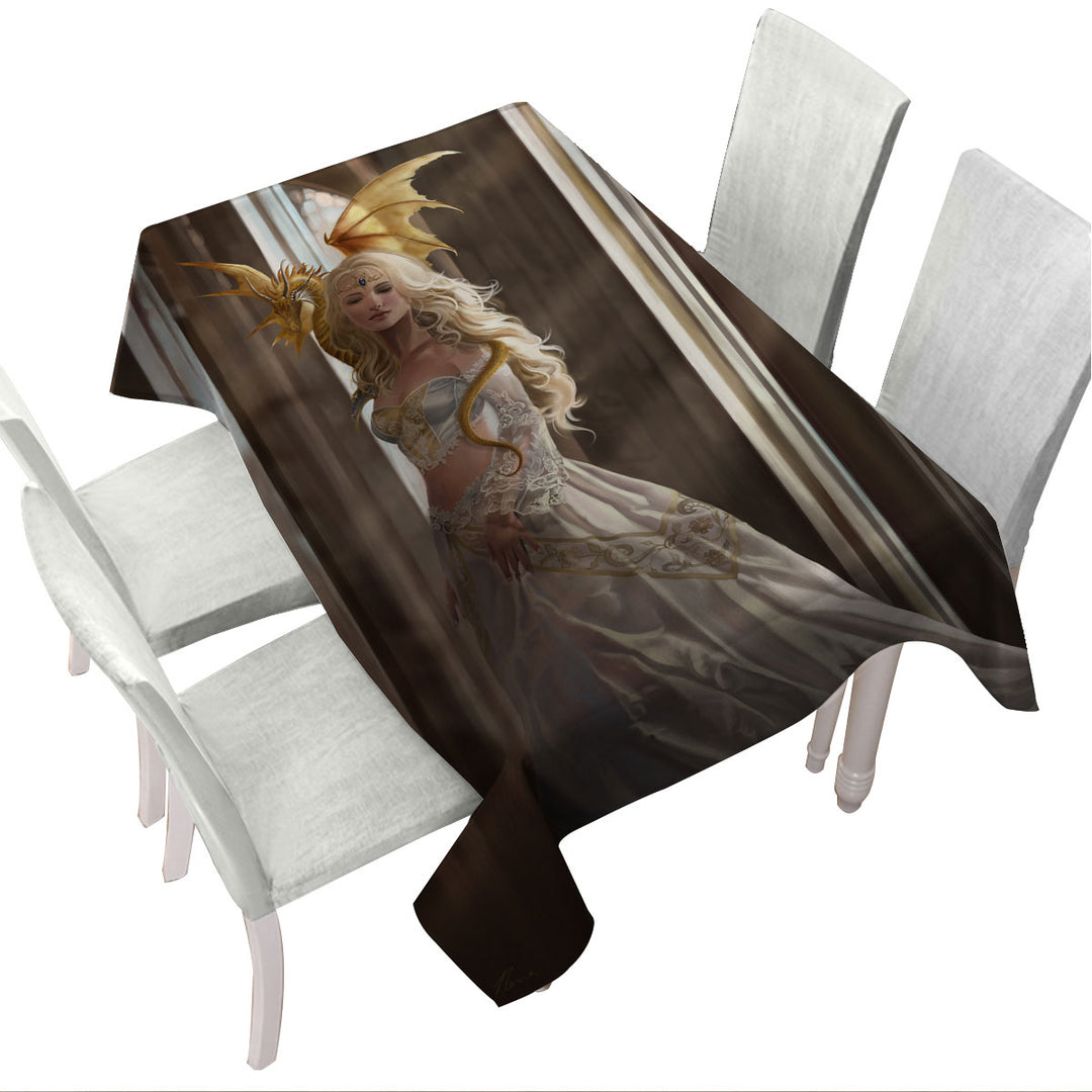 Tablecloth with Fantasy Art Asiria Beautiful Dragon Princess