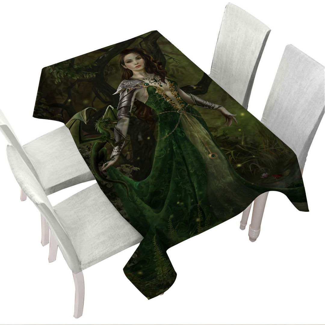 Tablecloth with Fantasy Art Astranai the Beautiful Forest and Dragon Princess