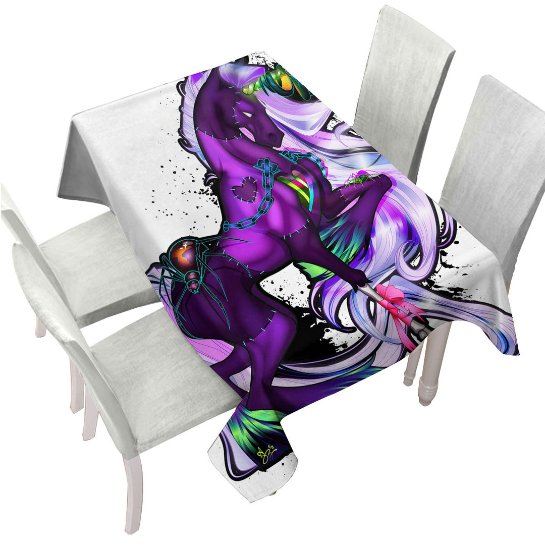 Tablecloth with Fantasy Art Purple Rudicorn and Spider