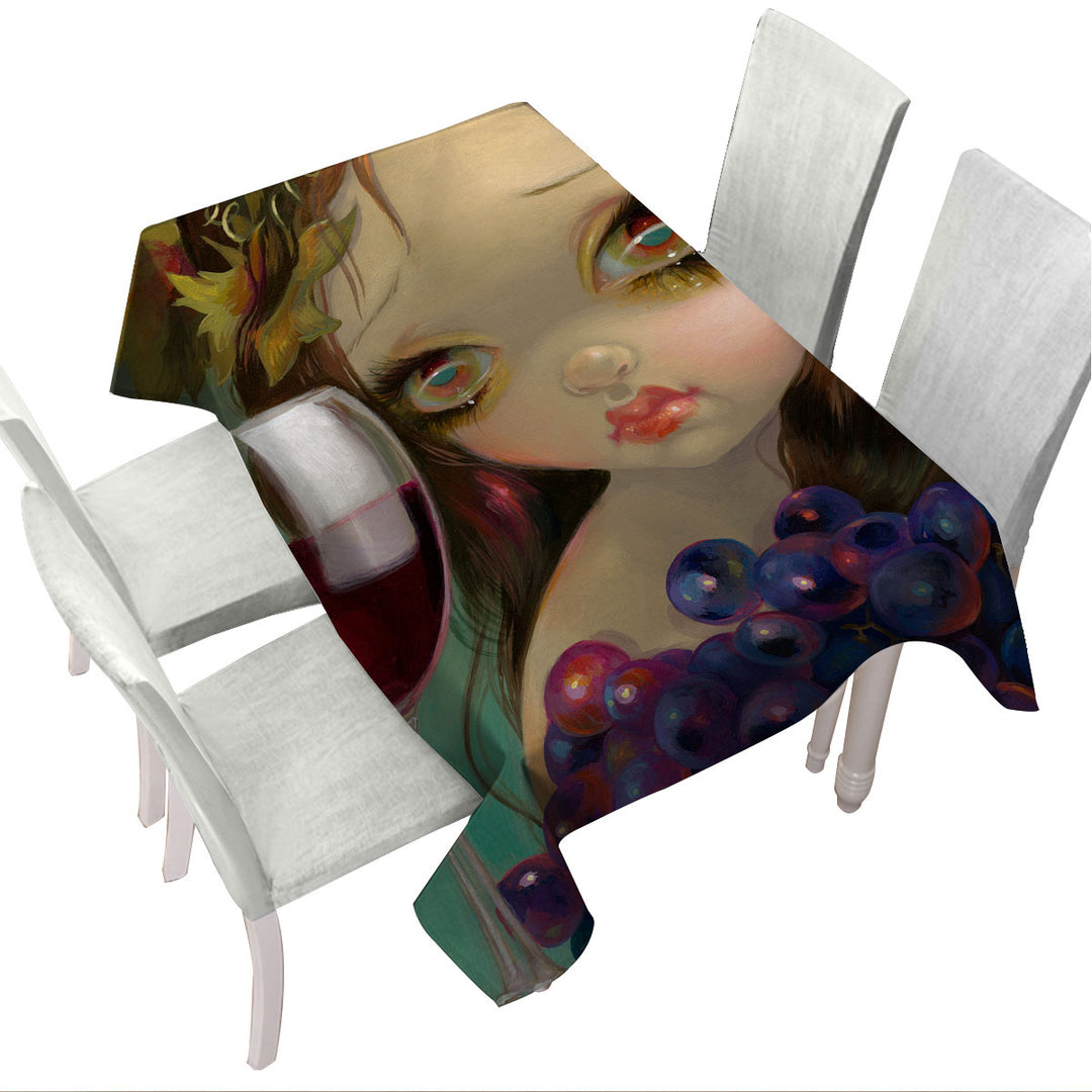 Tablecloth with Fine Art Girl with Spirits of the Vine Merlot