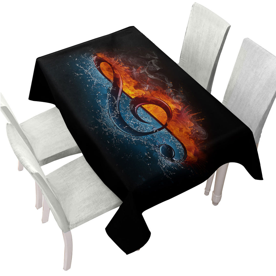 Tablecloth with Fire Vs Water Treble Clef Music Note