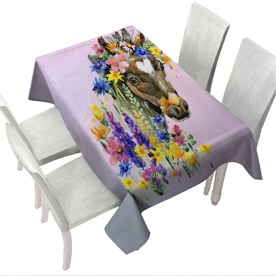 Tablecloth with Floral Horse