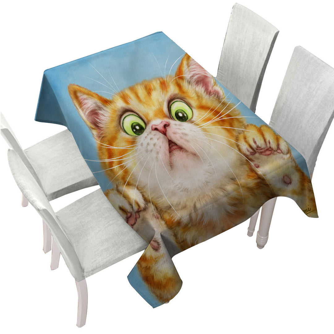 Tablecloth with Funny Cats Art Curious Ginger Kitten
