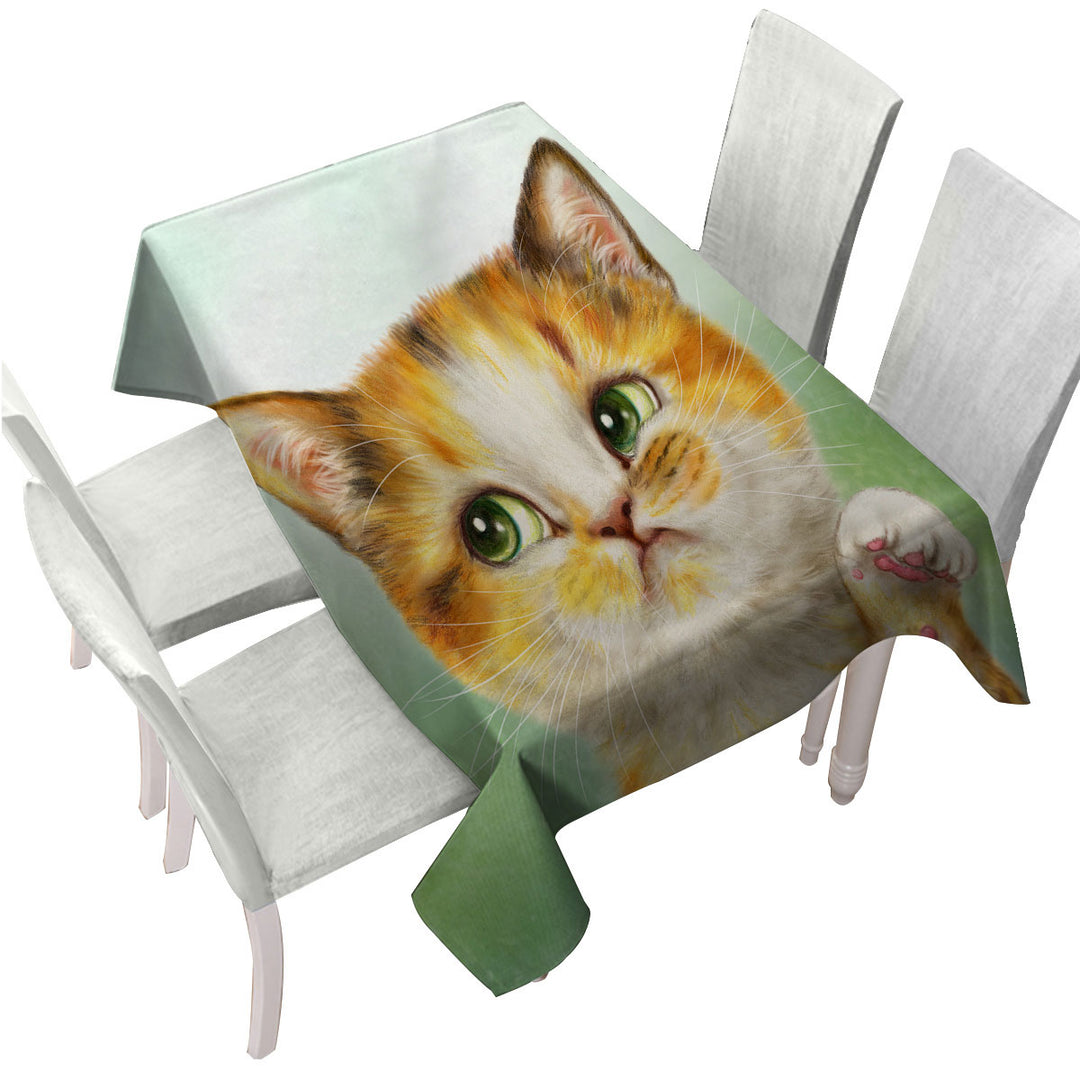 Tablecloth with Funny Cats Whatever the Unsatisfied Kitten