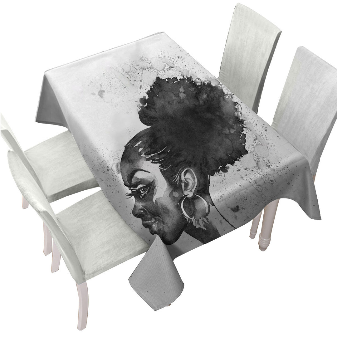 Tablecloth with Gorgeous Black Girl Art Drawing