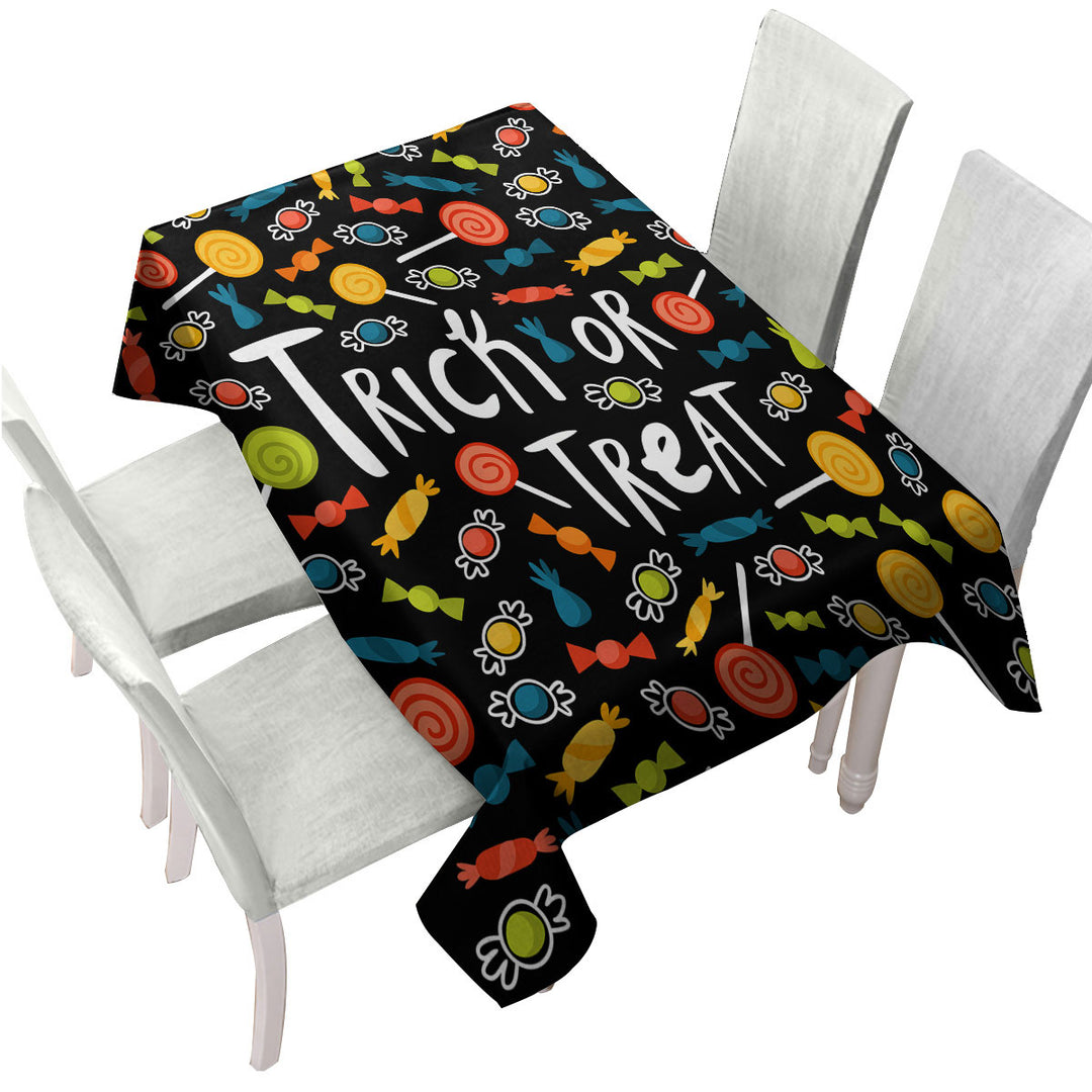 Tablecloth with Halloween Trick or Treat Candies