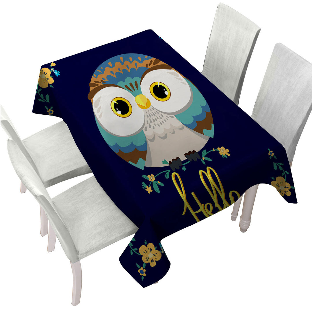 Tablecloth with Hello Kids form a Cute Little Owl
