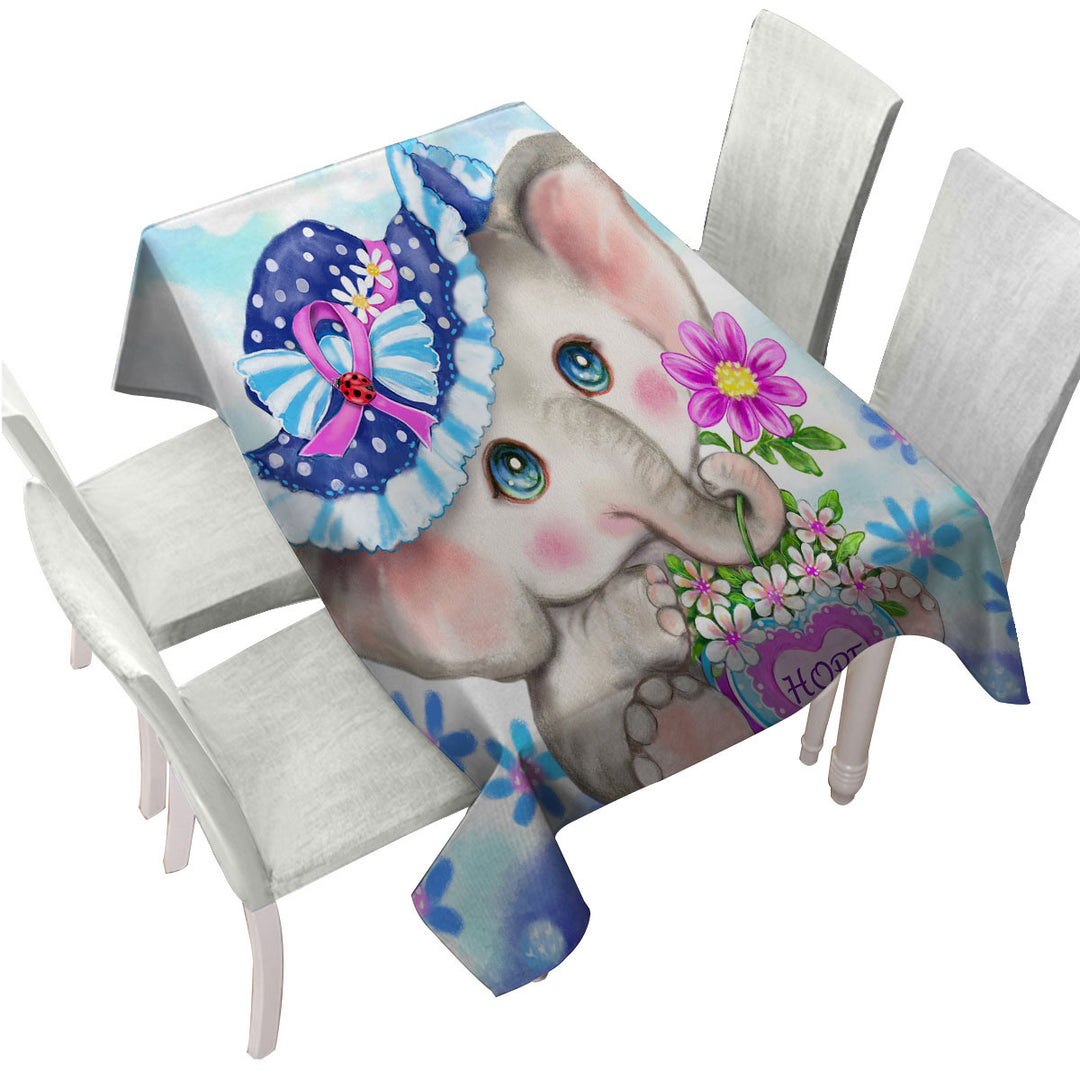 Tablecloth with Hope Kids Inspiring Design Cute Girly Elephant