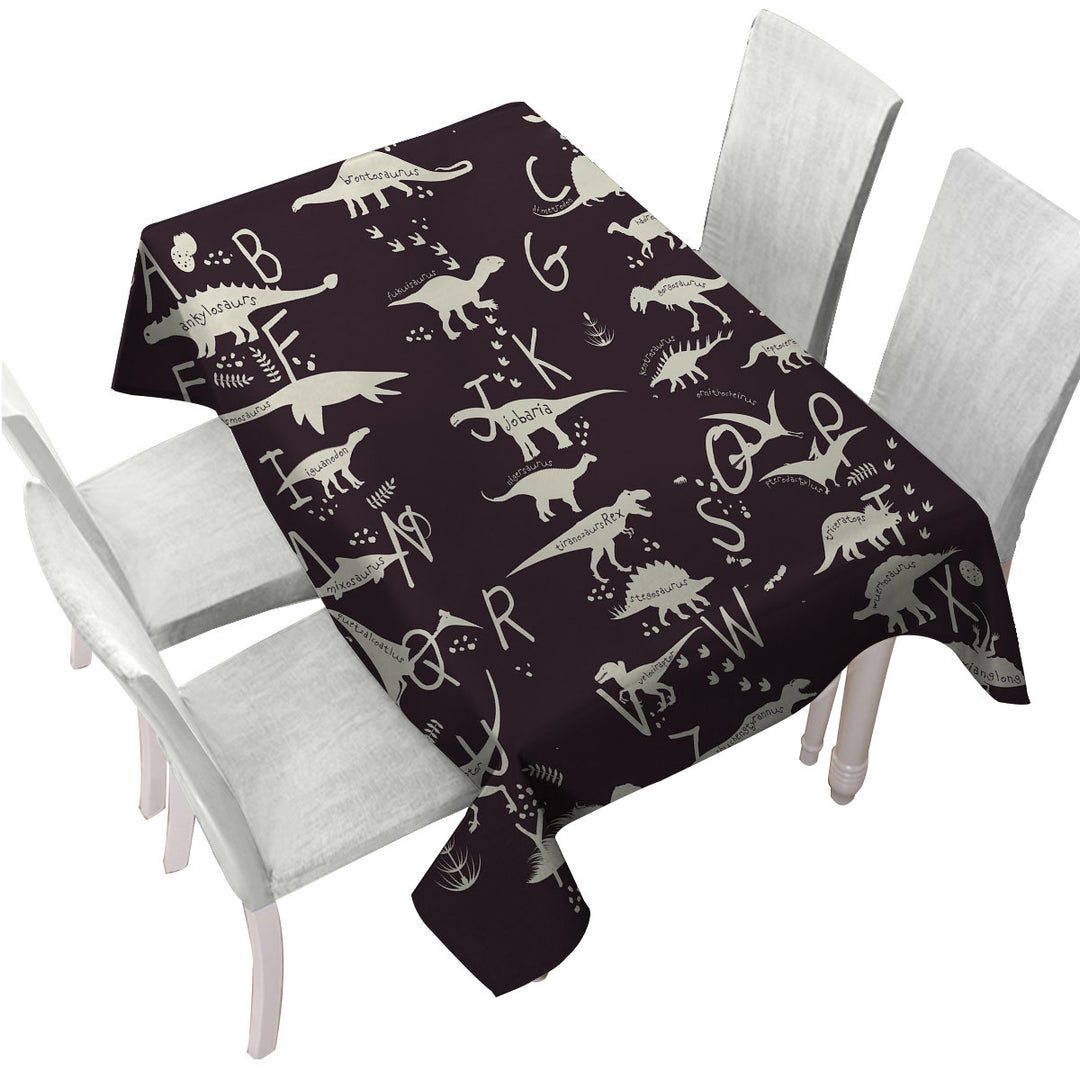 Tablecloth with Kids Alphabet Dinosaurs Names