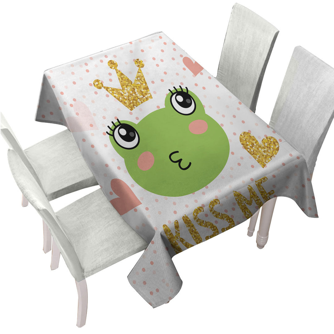 Tablecloth with Kiss Me Cute Princess Frog