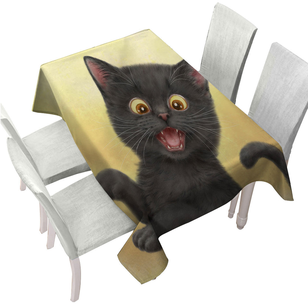 Tablecloth with Kittens for Children Happy Little Black Cat